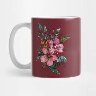 Ink and wash watercolor floral Mug